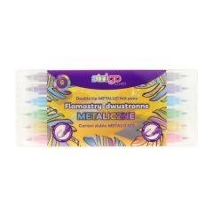 Flamastry dwustronne metaliczne 6 kolorów STRIGO