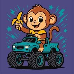 Malowanie po numerach - Małpa w samochodzie Kids