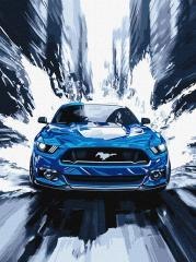 Malowanie po numerach - Niebieski mustang 30x40cm