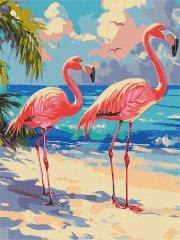 Malowanie po numerach - Różowe flamingi 30x40cm