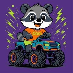 Malowanie po numerach - Szop w samochodzie Kids