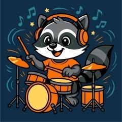 Malowanie po numerach - Szop z bębnami Kids