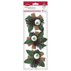 Stroiki świąteczne na jutowej wstążce 10cm 3szt