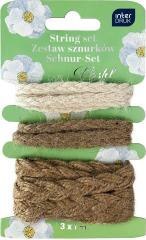 Zestaw naturalnych sznurków dekor. 3x1m Pastel