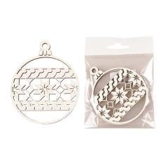 Bombka drewniana Sweterek biały 3szt