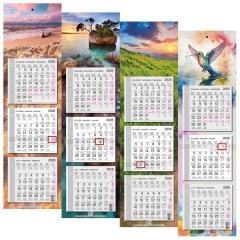 Kalendarz 2026 trójdzielny wąski płaski mix