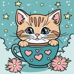 Malowanie po numerach - Cudowny kotek Kids 25x25cm