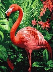 Malowanie po numerach - Flamingi w tropikach