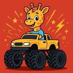 Malowanie po numerach - Żyrafa w samochodzi Kids