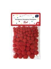Pompony do dekoracji 80szt Red