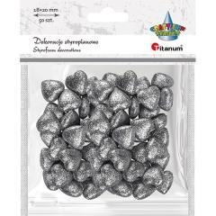 Styropianowe serca 19x19mm srebrne 50szt