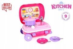 Zestaw kuchenny z naczyniami różowy