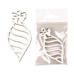 Bombka drewniana Sopel biała 3szt