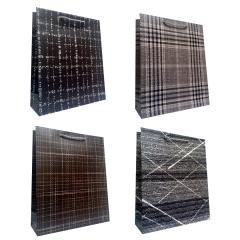 Torebka prezentowa uniwersalna L ciemna krata mix