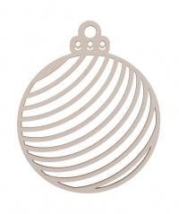 Bombka drewniana w paski 3szt biała