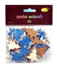 Choinki z pianki brokatowej kolorowe 60szt