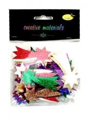 Komety z pianki brokatowej kolorowe ok 30szt