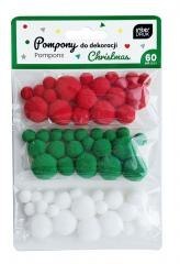 Pompony do dekoracji 60szt Christmas BN
