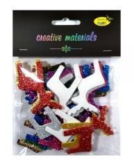 Renifery z pianki brokatowej kolorowe ok 30szt