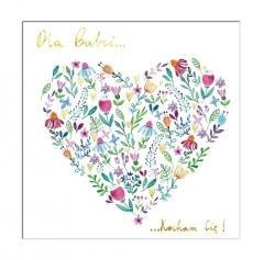 Karnet KW Serce kwiatowe Babcia