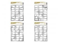 Naklejki na prezenty BN srebrne 20x30cm 21szt MIX