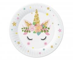 Talerzyki papierowe Jednorożec 18cm 6szt