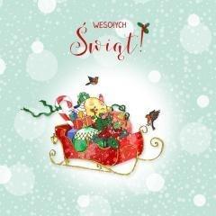 Karnet Swarovski kwadrat CL3507_PO Święta Sanie