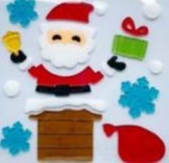 Żelowe naklejki dekoracyjne - BN Mikołaj w kominie