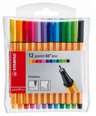 Cienkopis Point 88 Mini 12 kolorów etui STABILO