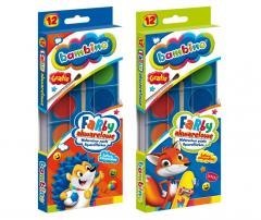 Farby akwarelowe 12 kolorów BAMBINO