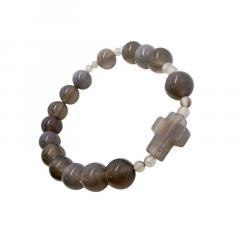 Bransoletka Agat Szary kulka duża 10mm