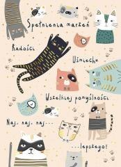 Karnet A5 Urodziny - Beżowe koty