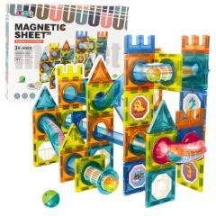 Klocki magnetyczne Tor kulkowy kolorowe 98el