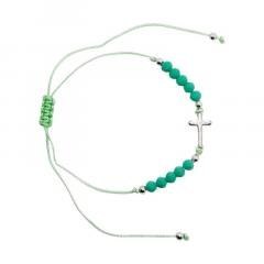 Różaniec 10-tka różańca zielona z krzyżykiem