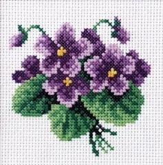 Haft krzyżykowy - Fiołki