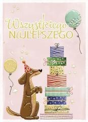 Karnet B6 Urodziny - Jamnik z prezentami