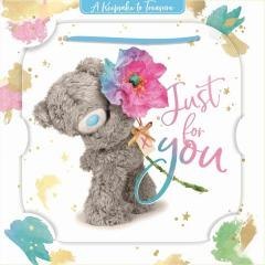 Karnet holograficzny 3D - Miś z kwiatem