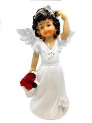 Figurka Aniołek koszyk z kwiatami 15cm
