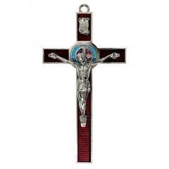 Krzyż czerwony metalowy Benedykta 30cm