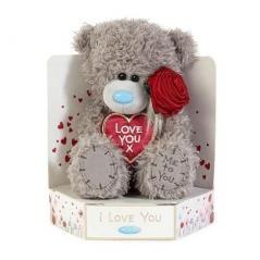 Miś - Love You x z różą 18cm