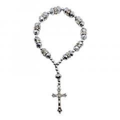 Różaniec kryształ srebrny z krzyżykiem