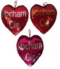 Serce cekinowe Kocham Cię 30cm MIX