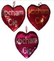 Serce cekinowe Kocham Cię 37cm MIX