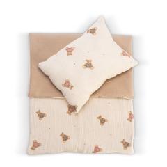 Pościel w misie do łóżeczka dla lalki do 46cm