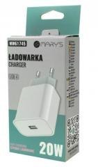 Ładowarka sieciowa 20W USB-A biała