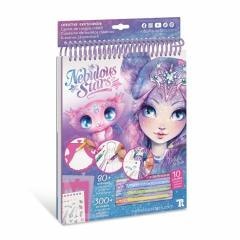 Szkicownik z kredkami, szablonami i naklejkami