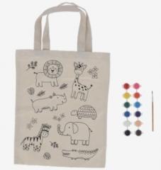 Torba płócienna do kolorowania z farbami - dżungla