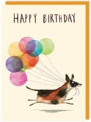 Karnet 249 Urodziny Pies z balonami