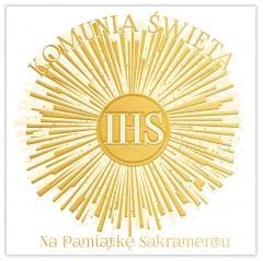 Karnet A5 Komunia Złoty gołąb