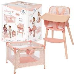 Krzesełko do karmienia i łóżeczko dla lalek 2w1